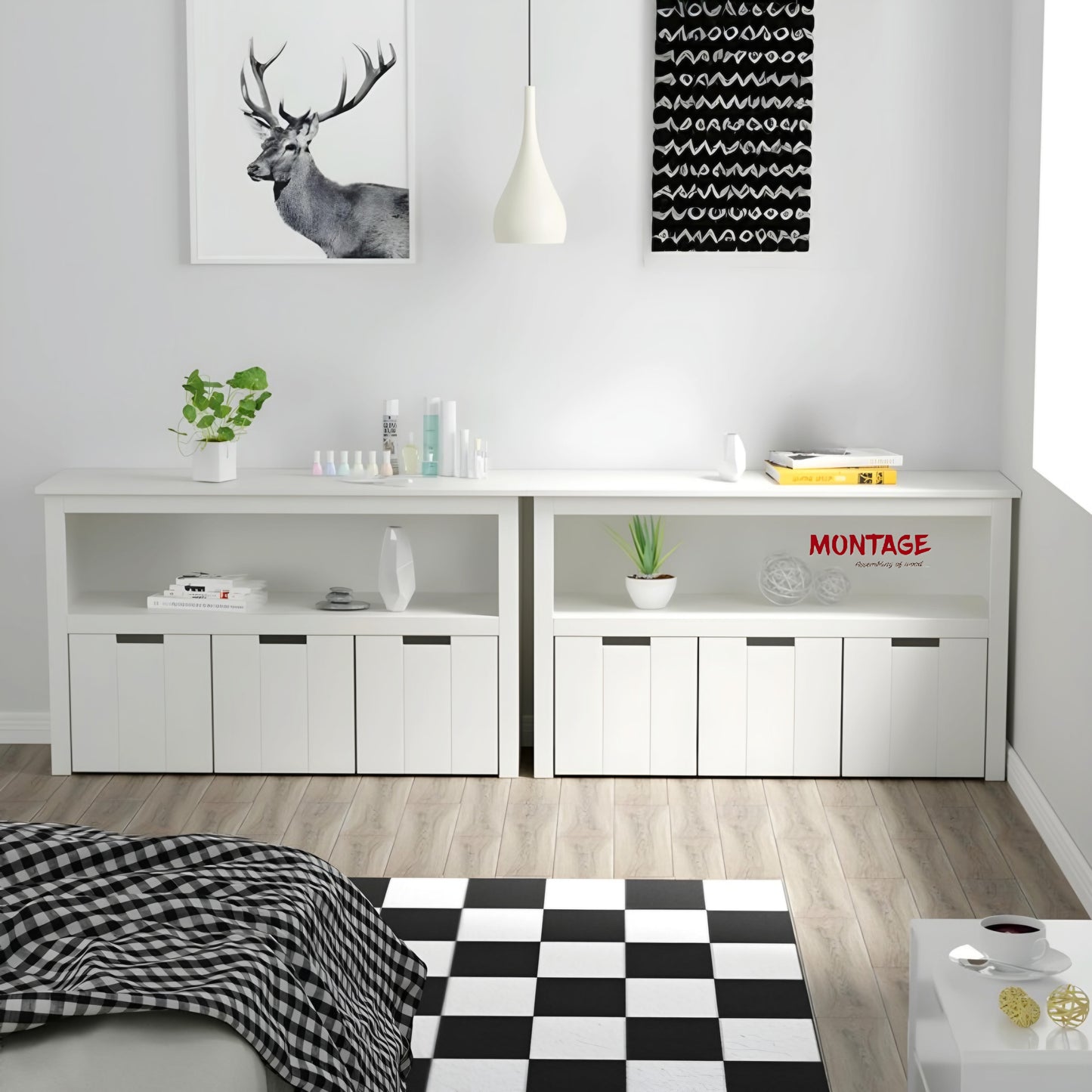 Bookcase with Removable Drawers, White colour