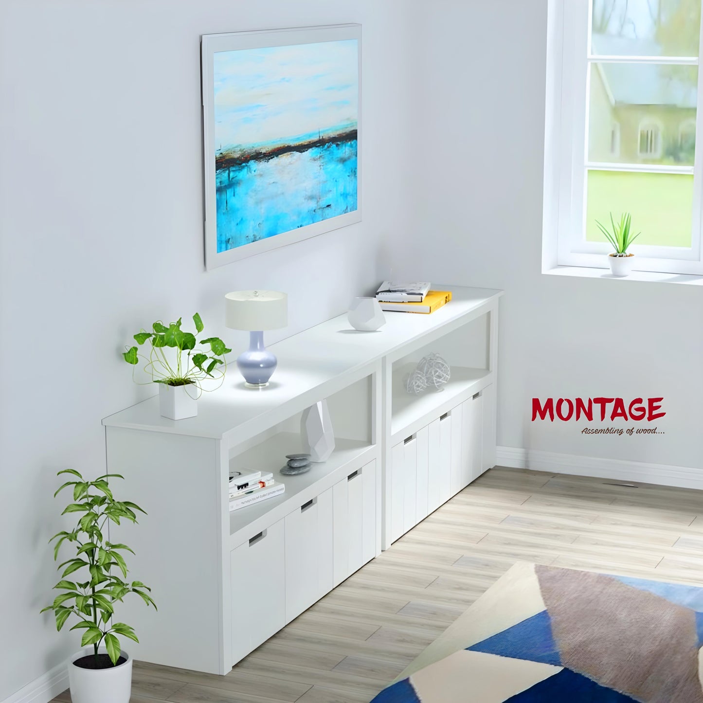 Bookcase with Removable Drawers, White colour