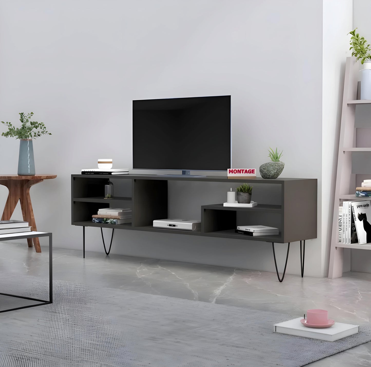 5 Open Storage Shelfs TV Entertainment Unit