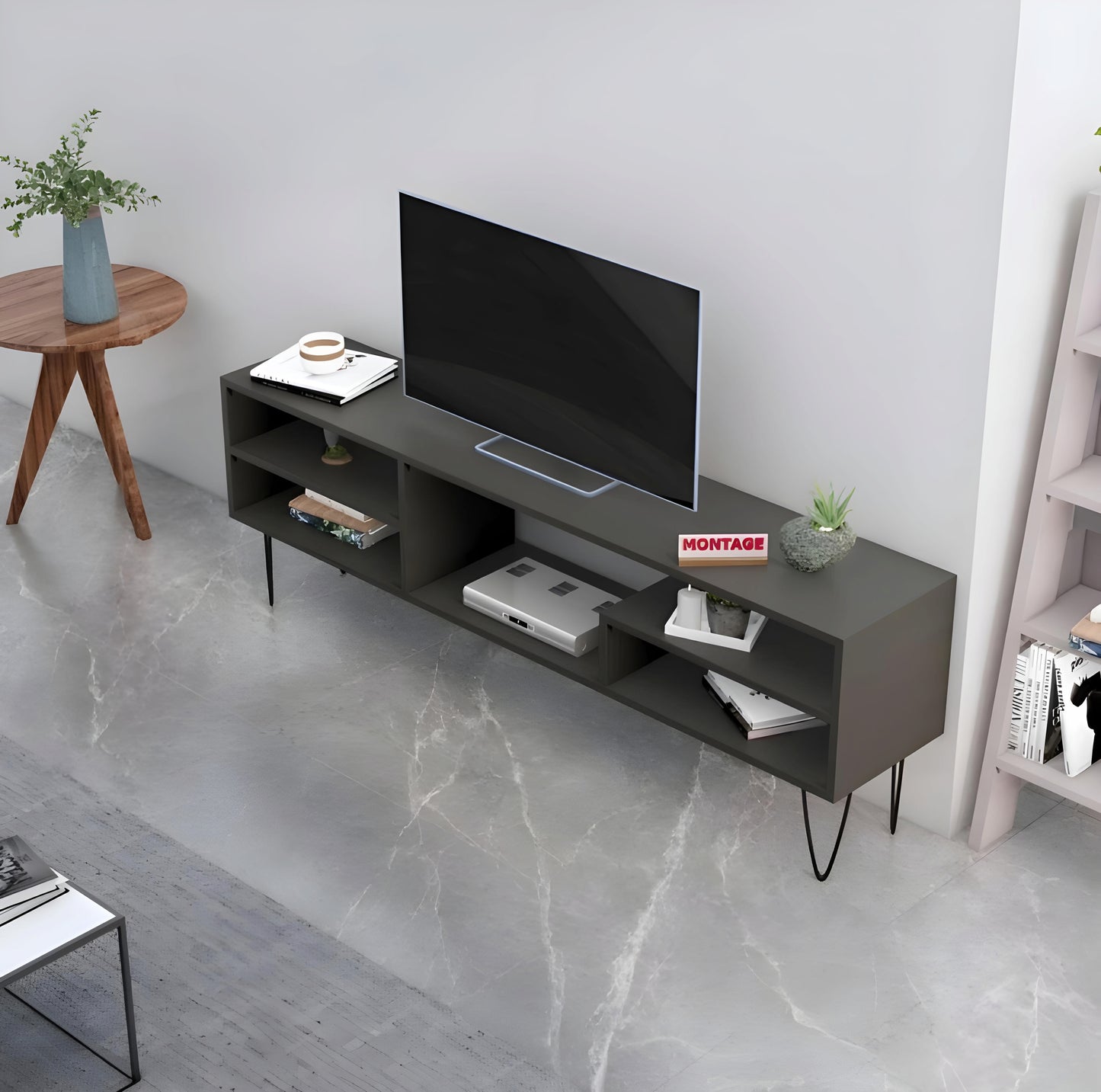 5 Open Storage Shelfs TV Entertainment Unit