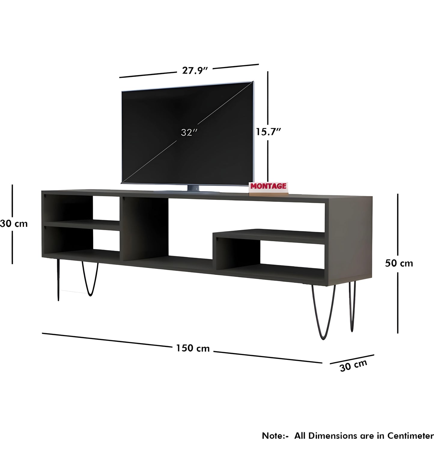 5 Open Storage Shelfs TV Entertainment Unit