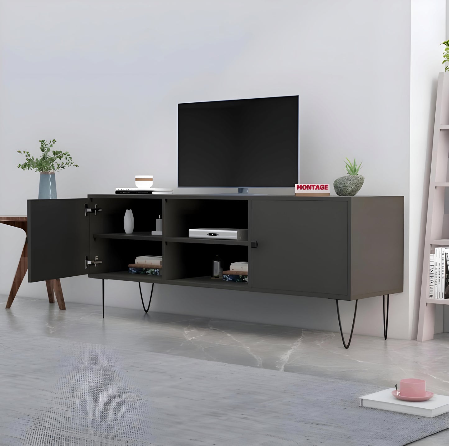 4 Door and 2 Open Storage TV Entertainment Unit