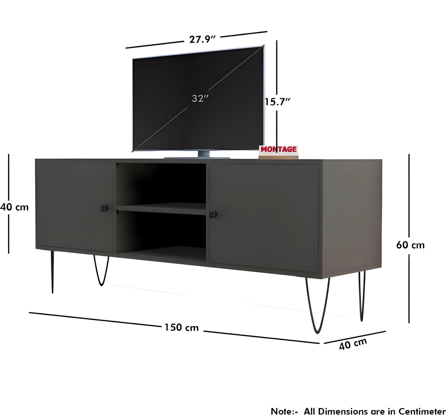 4 Door and 2 Open Storage TV Entertainment Unit