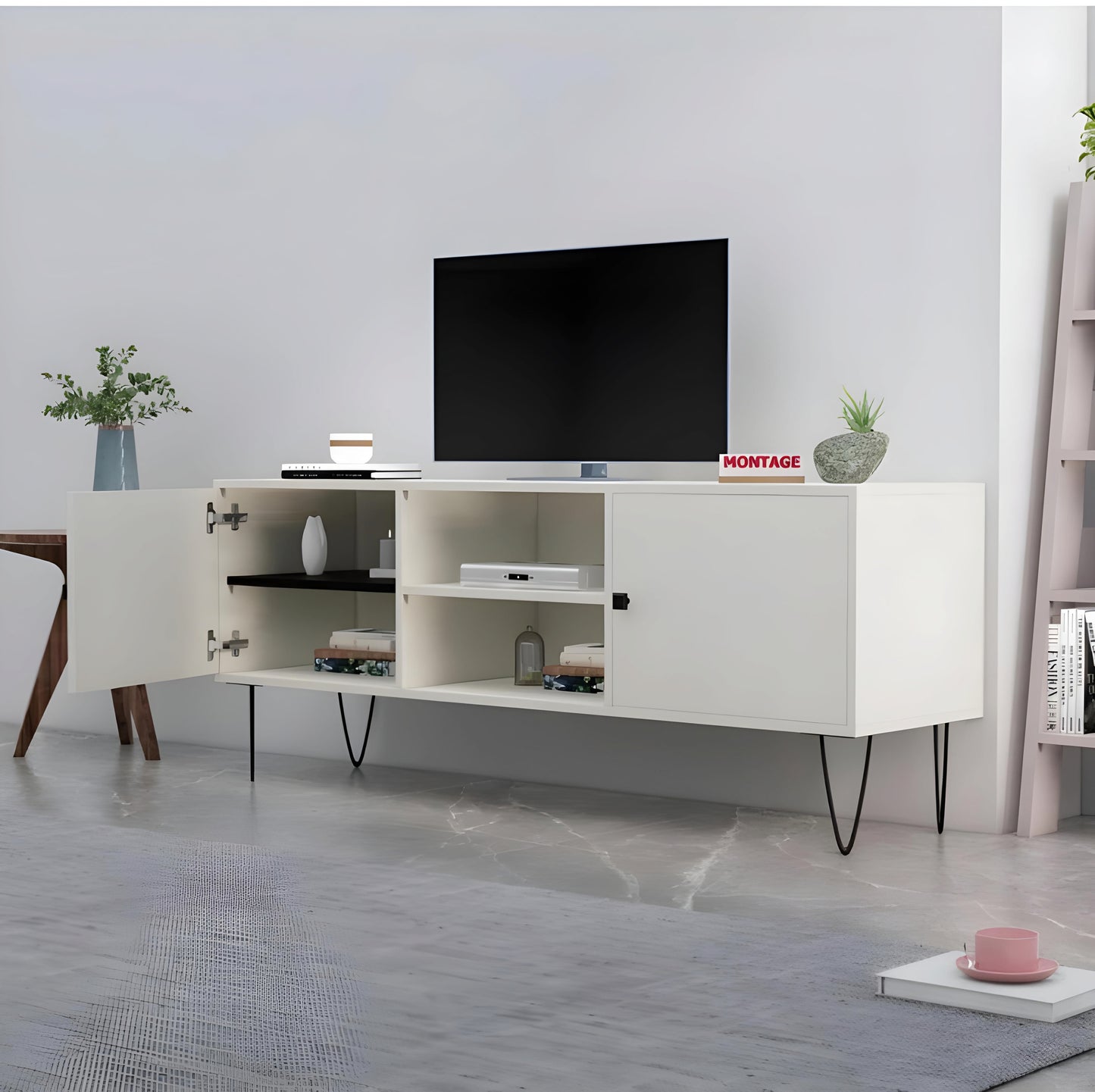 4 Door and 2 Open Storage TV Entertainment Unit