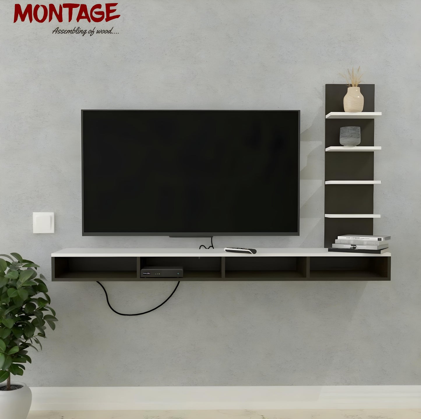 NEUDOT VIZIO Wall-Mounted Engineered Wood TV Entertainment Unit