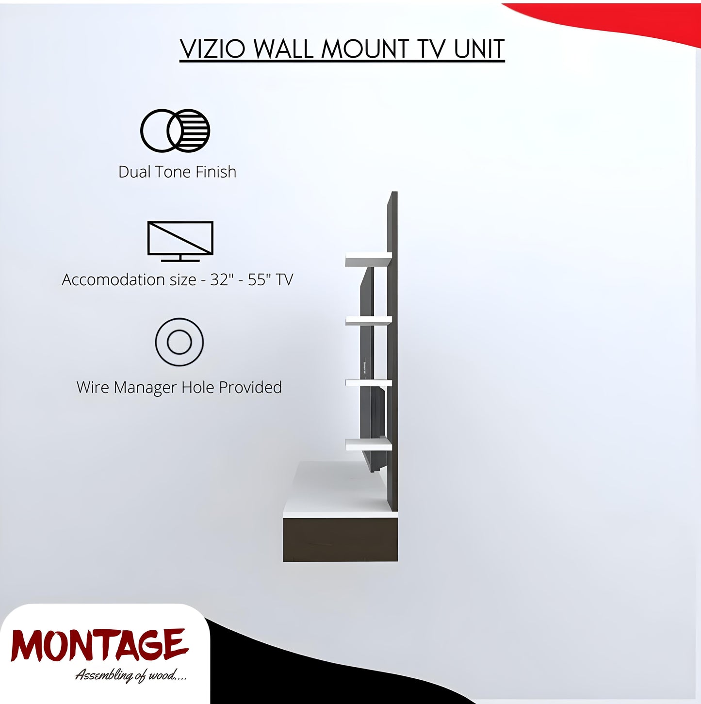 NEUDOT VIZIO Wall-Mounted Engineered Wood TV Entertainment Unit