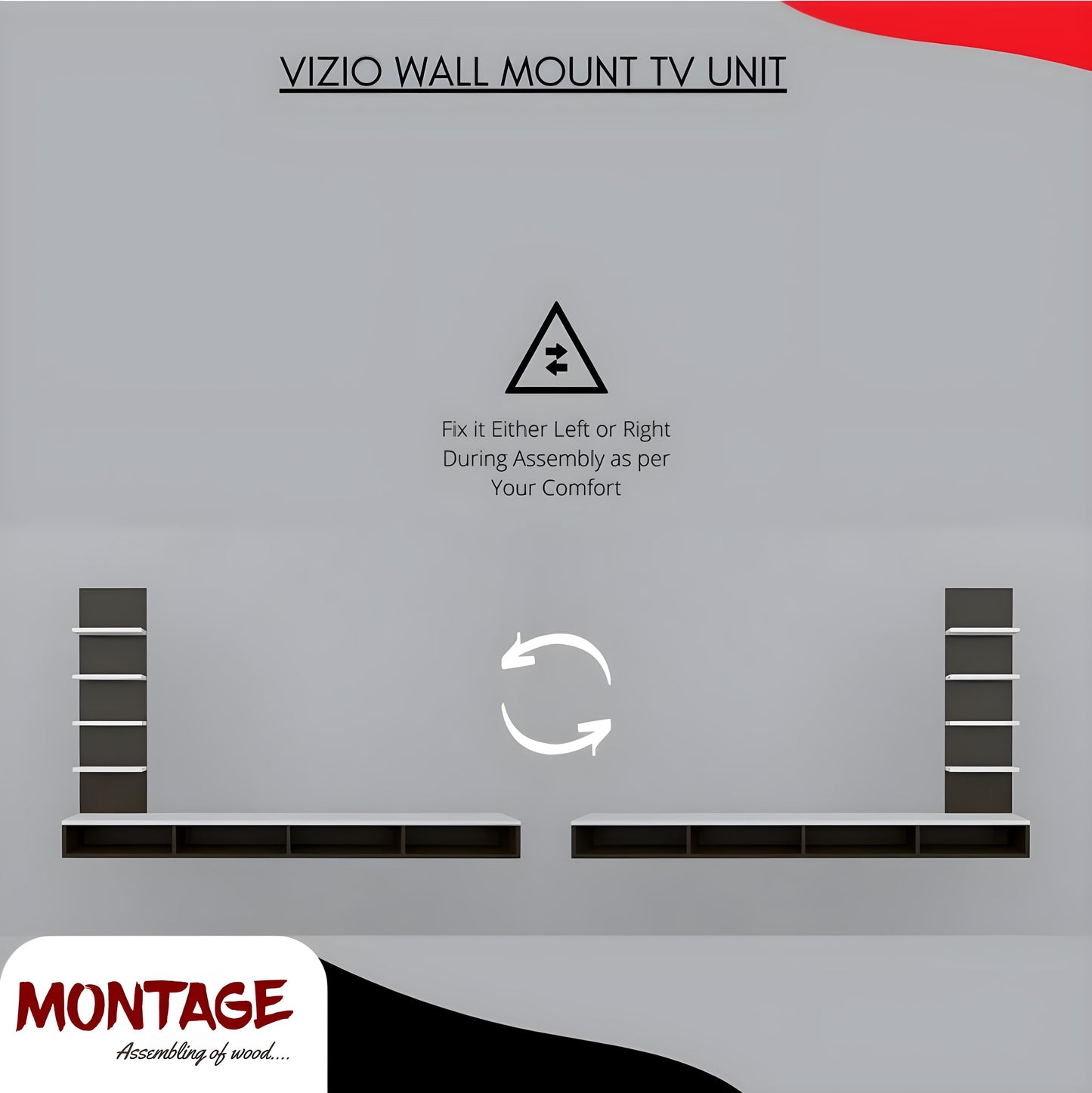 NEUDOT VIZIO Wall-Mounted Engineered Wood TV Entertainment Unit