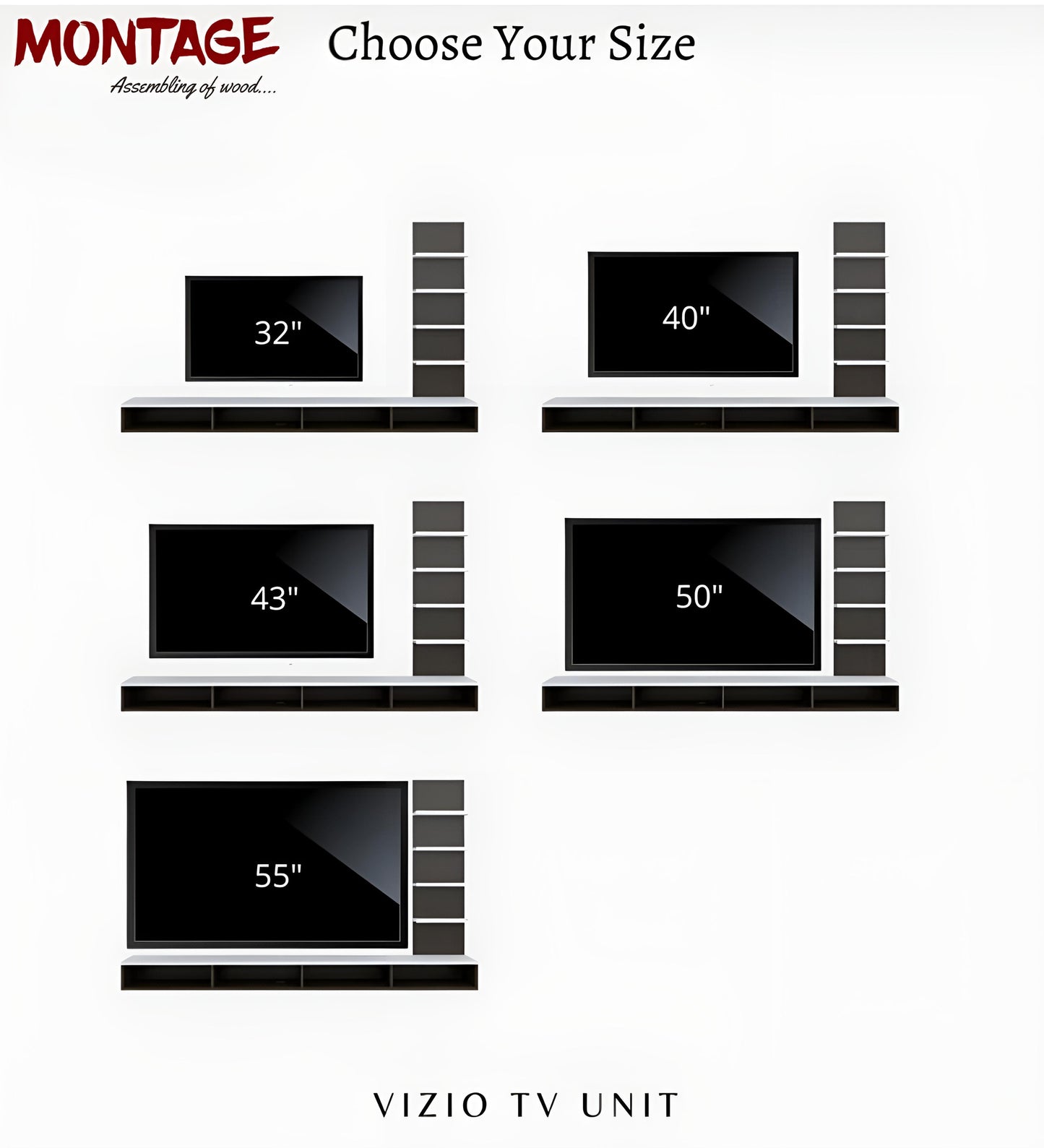 NEUDOT VIZIO Wall-Mounted Engineered Wood TV Entertainment Unit