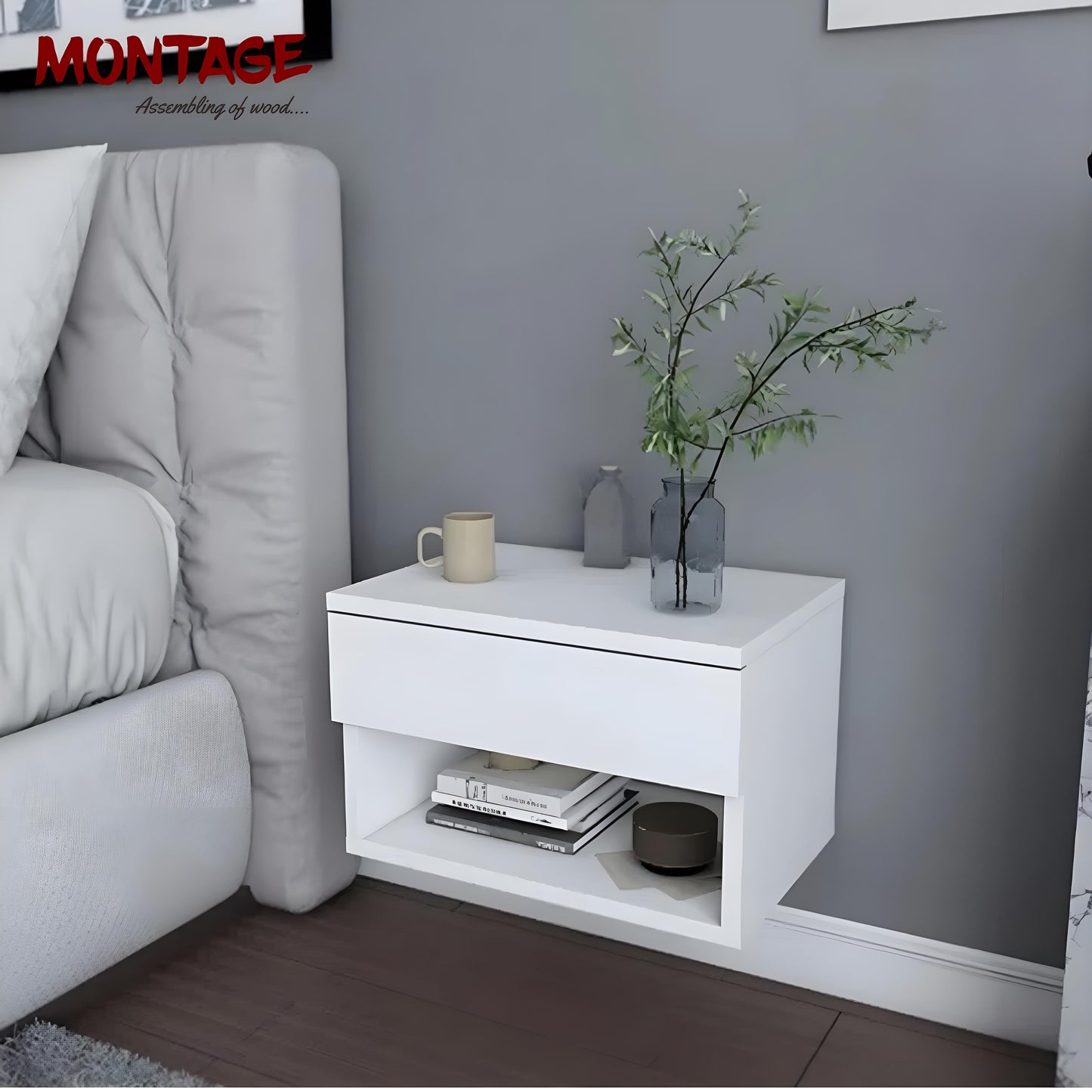 Wall Hang Bed Side Table With Drawer for Bedroom