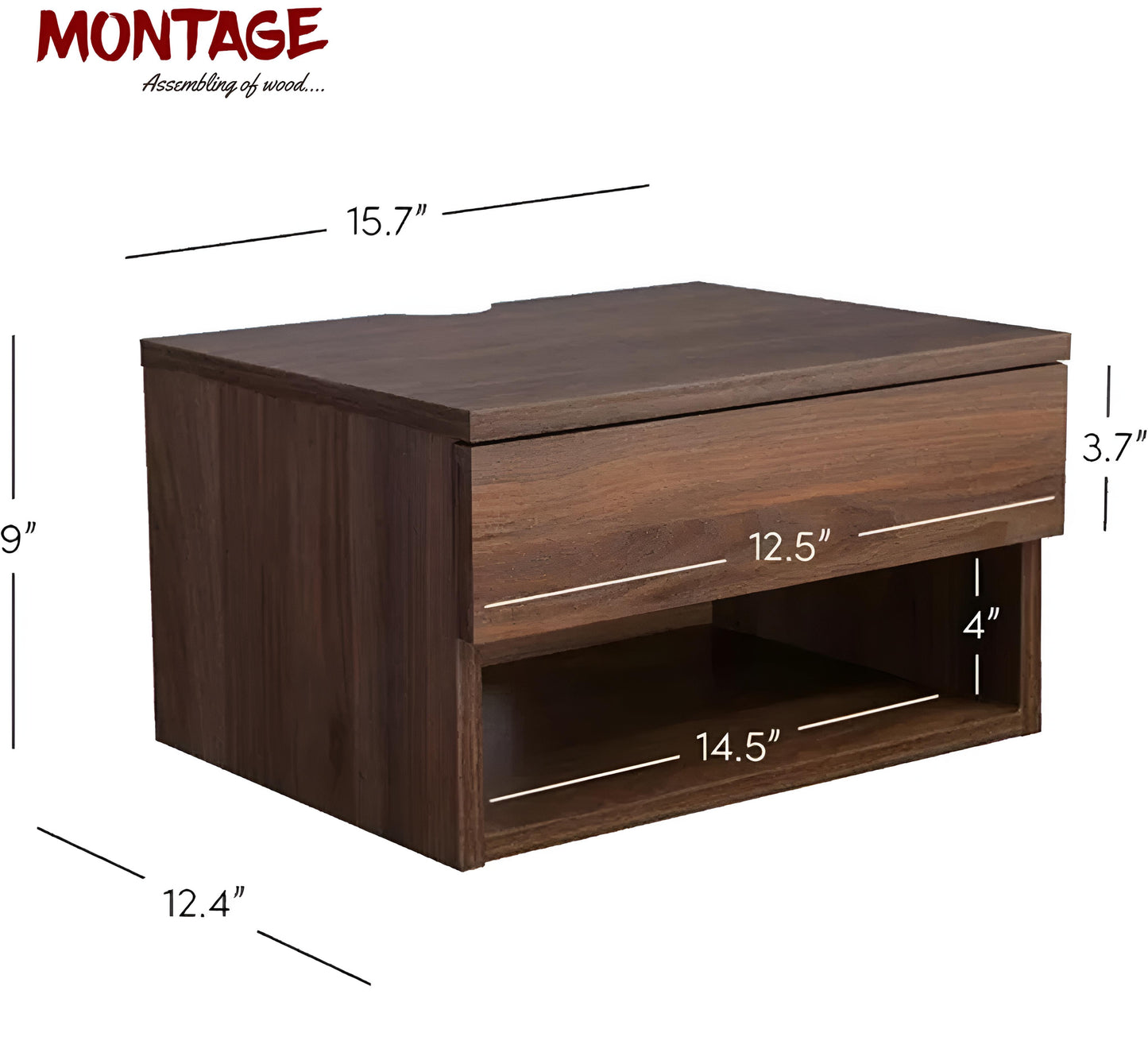 Side Table for Bedroom Night Stand End Table Wall Hanging Engineered Wood Bedside Table