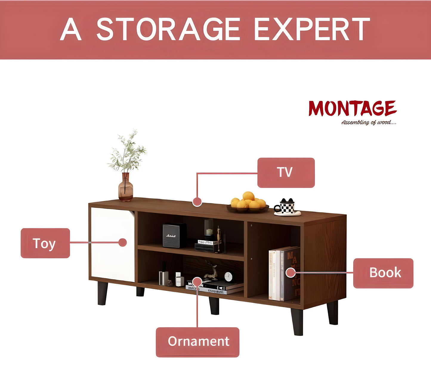 1 Shutter 3 shelf TV Entertainment Unit