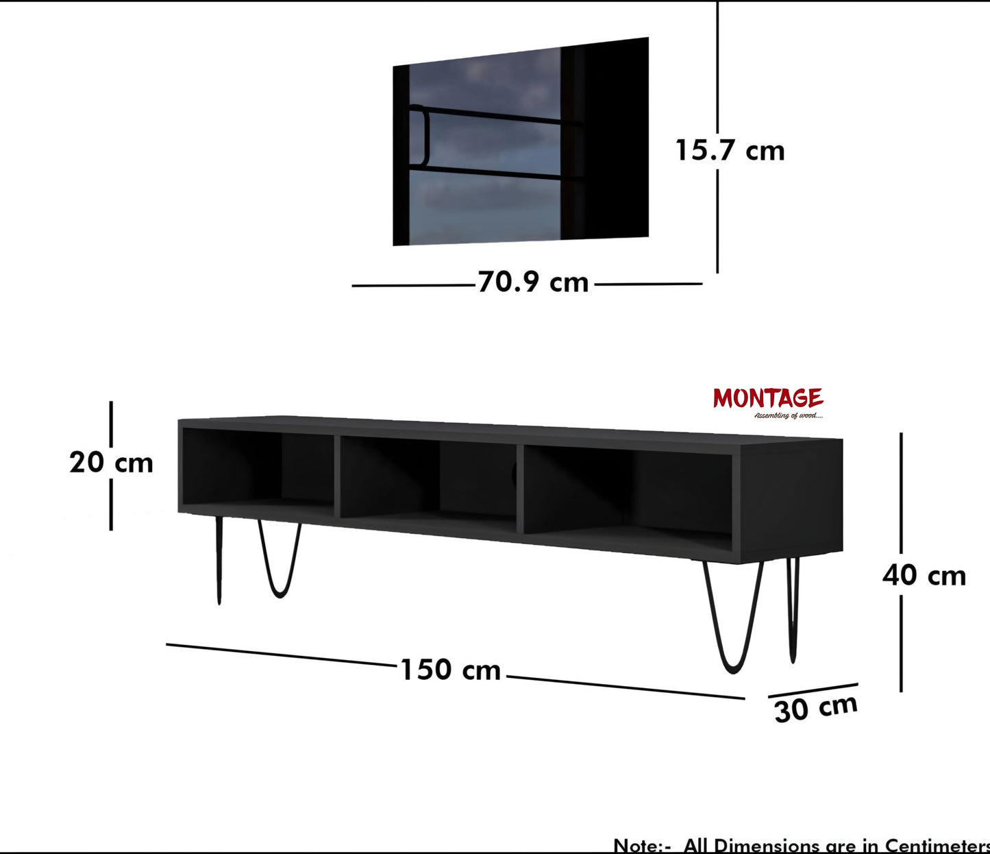 LED TV Cabinet for Living Room with Open Shelf Engineered Wood TV Entertainment Unit