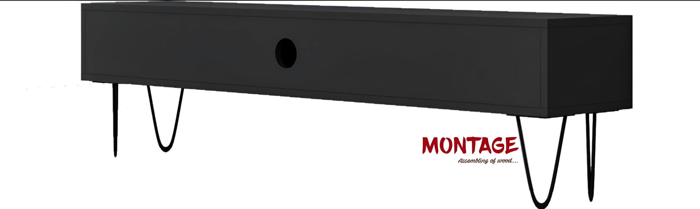 LED TV Cabinet for Living Room with Open Shelf Engineered Wood TV Entertainment Unit