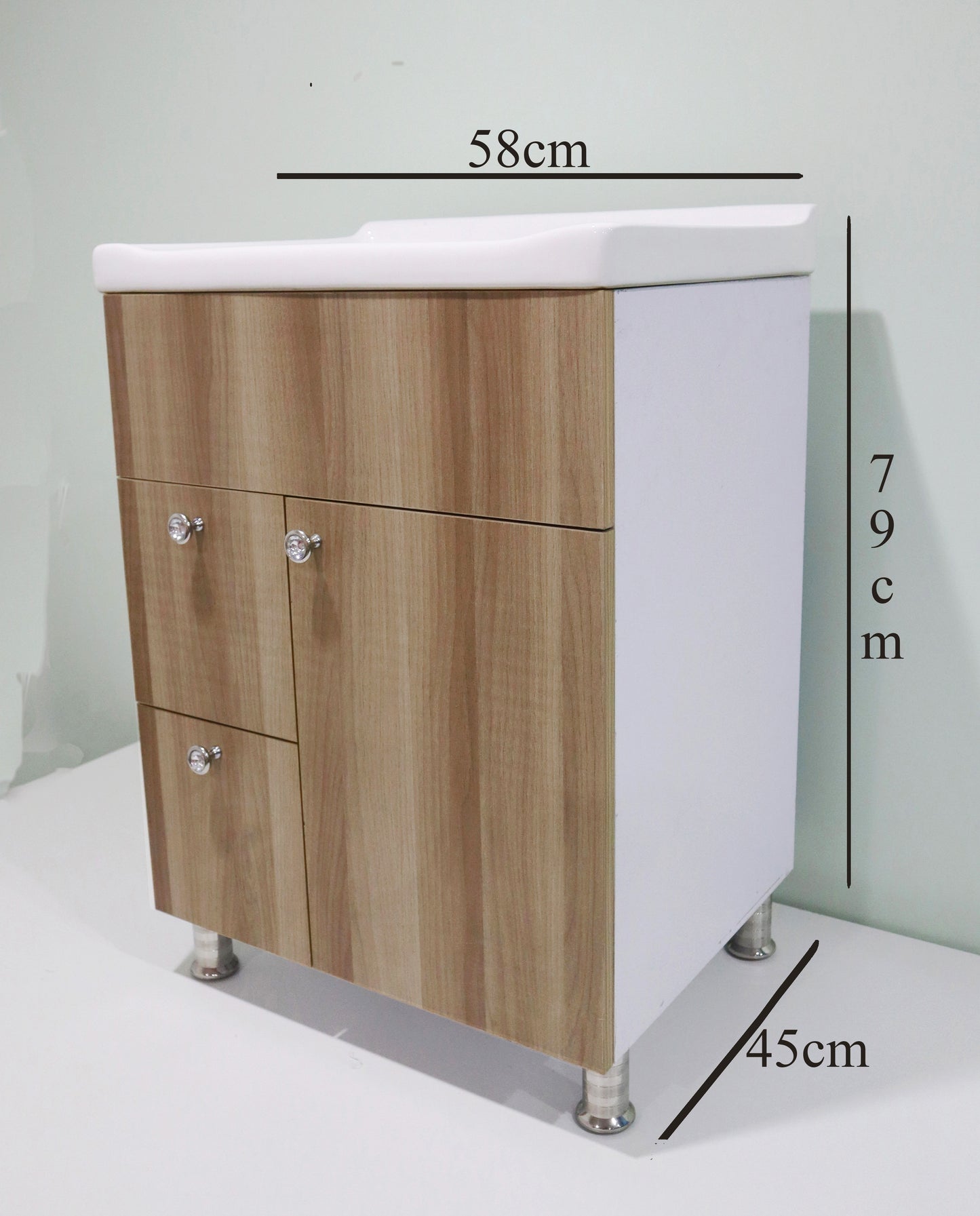 Washbasin Vanity Cabinet with Ceramic sink Water Resistance HDHMR Wood Material