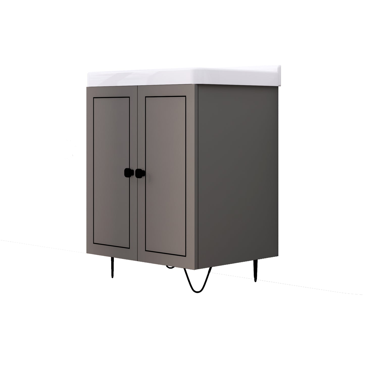 Grey Wash Basin Vanity with Bathroom Cabinet