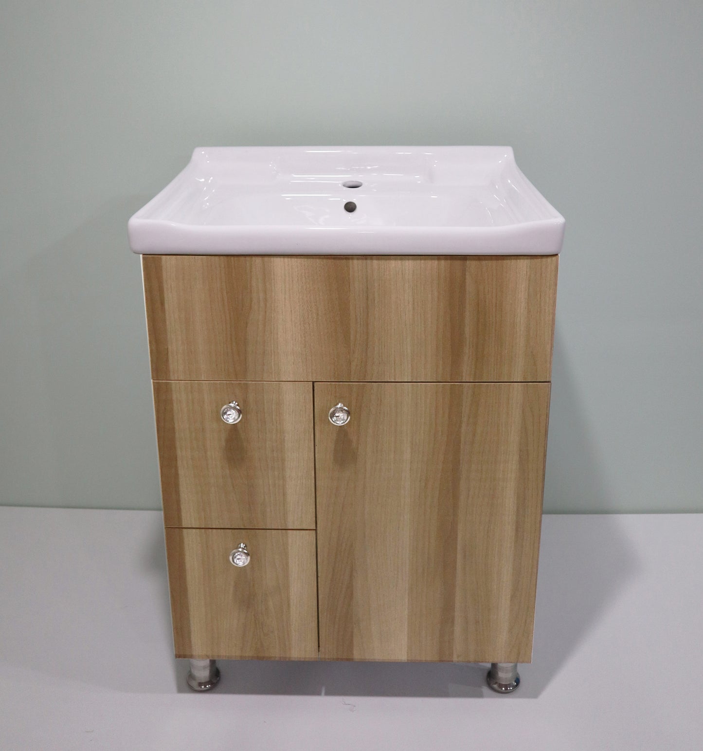 Washbasin Vanity Cabinet with Ceramic sink Water Resistance HDHMR Wood Material