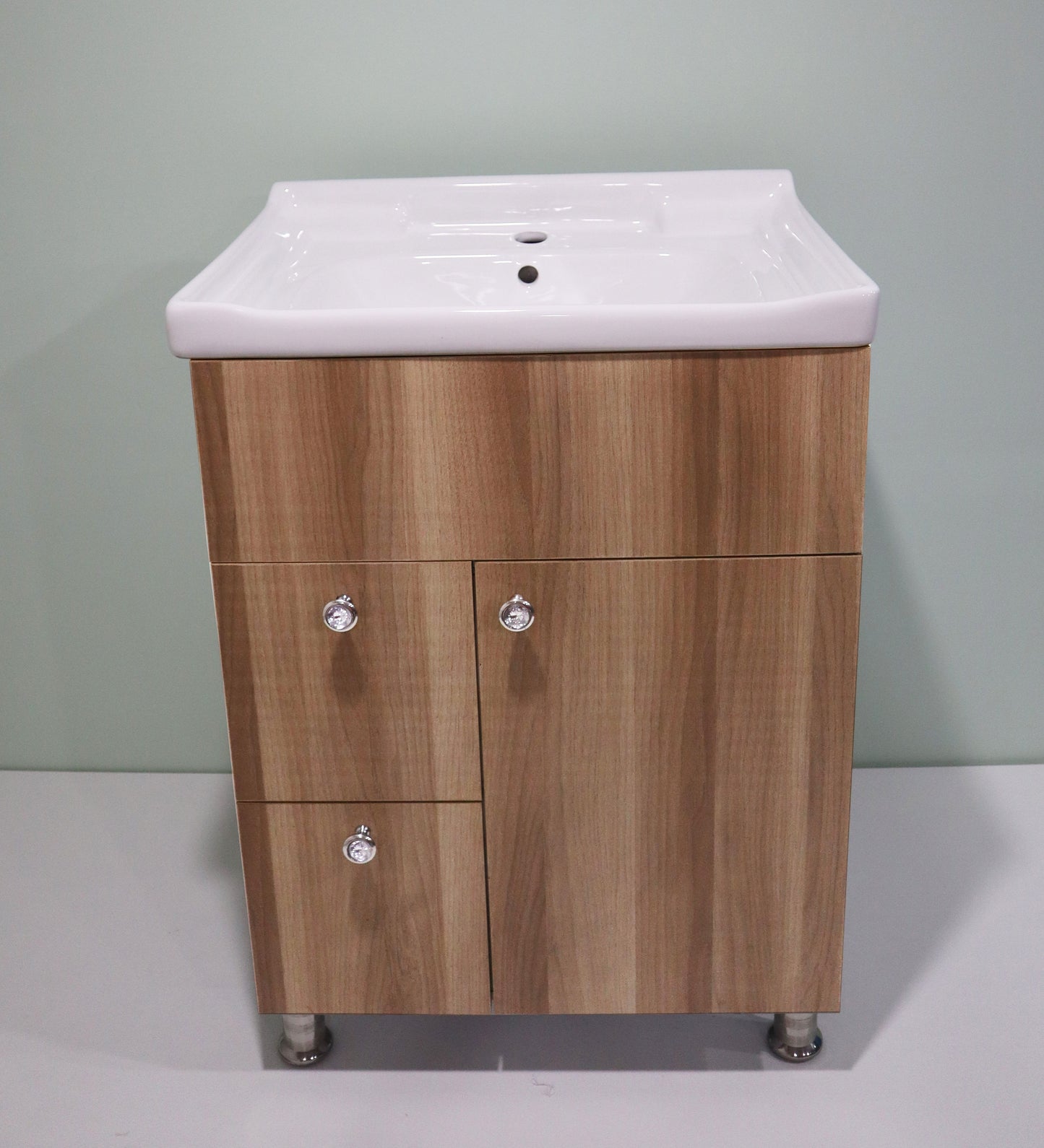 Washbasin Vanity Cabinet with Ceramic sink Water Resistance HDHMR Wood Material