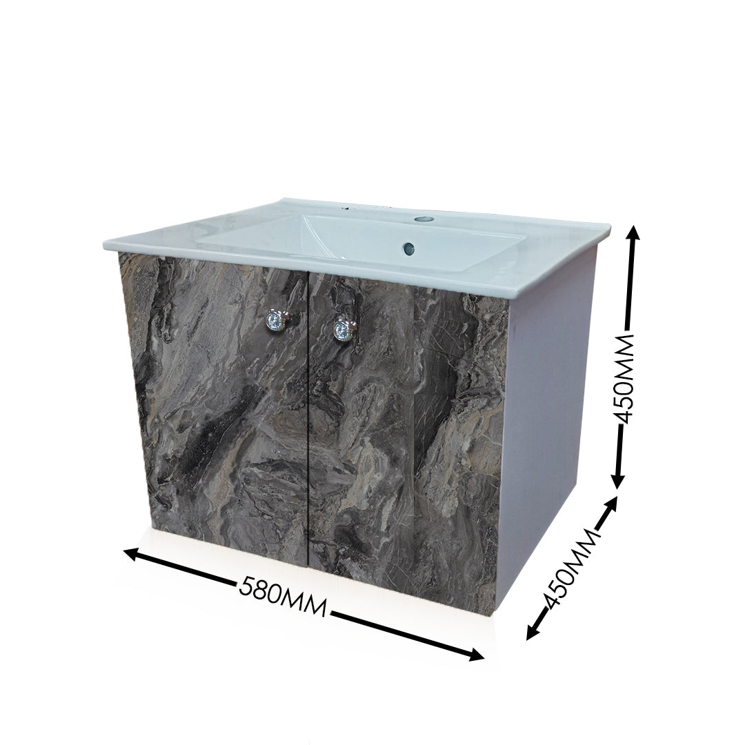 Wall Hanging Wash Basin with Cabinet | 2 Door Storage