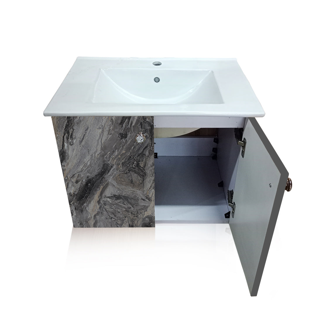 Wall Hanging Wash Basin with Cabinet | 2 Door Storage