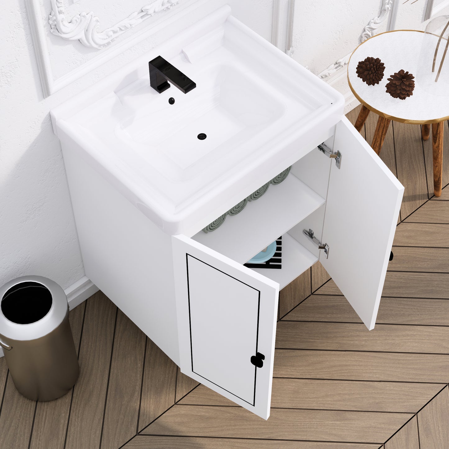 Basin Vanity with Ceramic Washbasin Sink