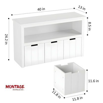 Bookcase with Removable Drawers, White colour