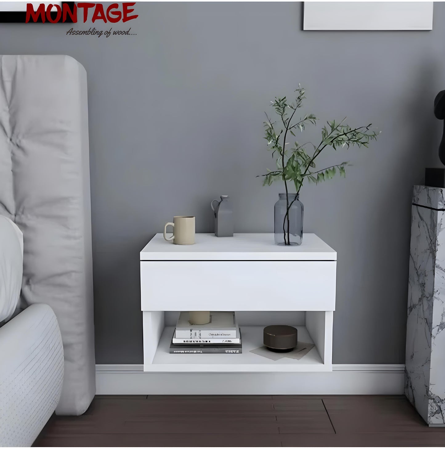 Wall Hang Bed Side Table With Drawer for Bedroom