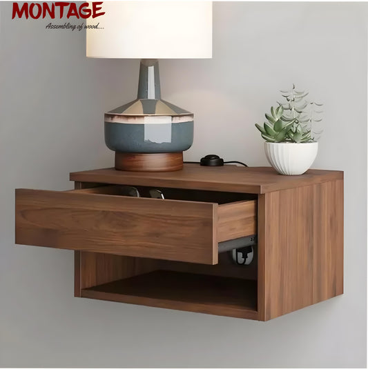 Side Table for Bedroom Night Stand End Table Wall Hanging Engineered Wood Bedside Table