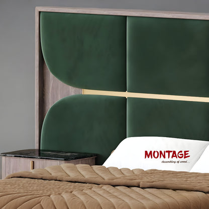 Green Luxe Luxury Upholstered Bed with Modern Headboard