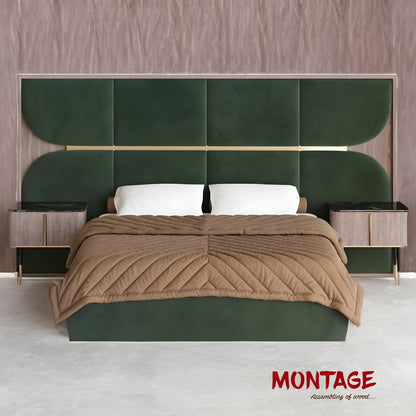 Green Luxe Luxury Upholstered Bed with Modern Headboard