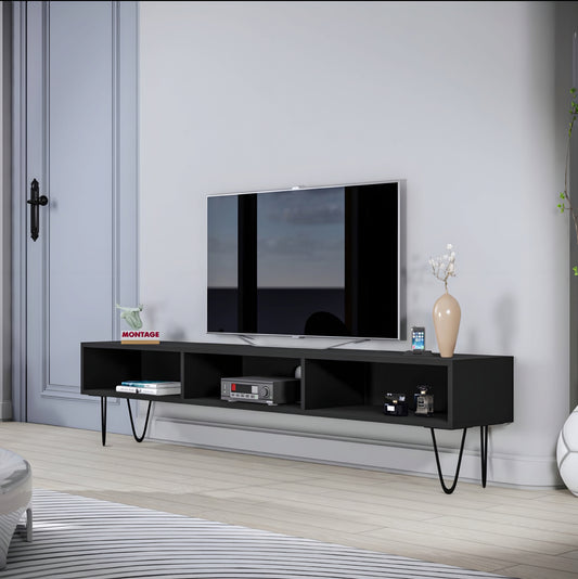 Living Room with Open Shelf Engineered Wood TV Entertainment Unit