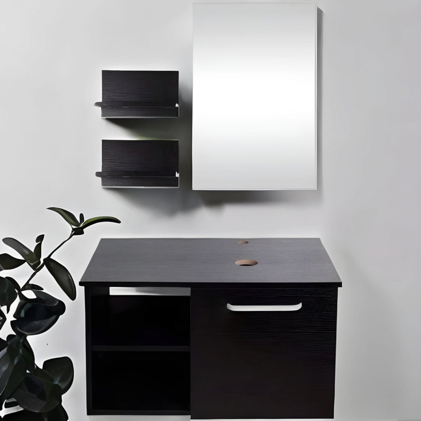 Innovative Edge Single Bathroom Vanity with Manufactured Wood Top with Mirror